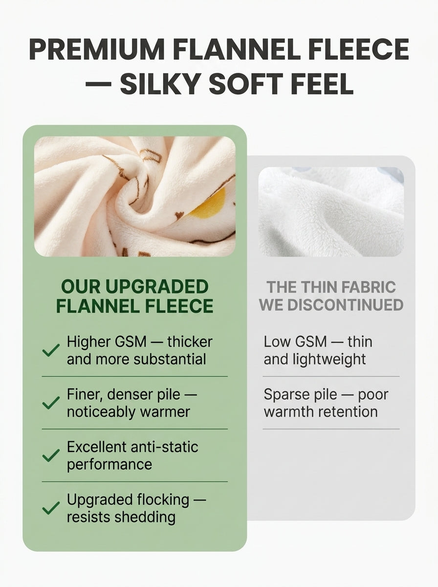 Chart comparing flannel fleece and sherpa fleece for the Halloween blanket
