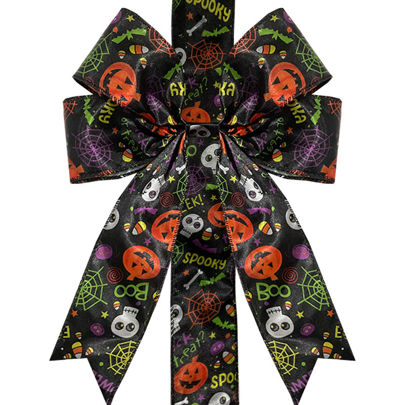Halloween LED hair bow worn in styled hair