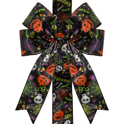 Halloween LED hair bow worn in styled hair