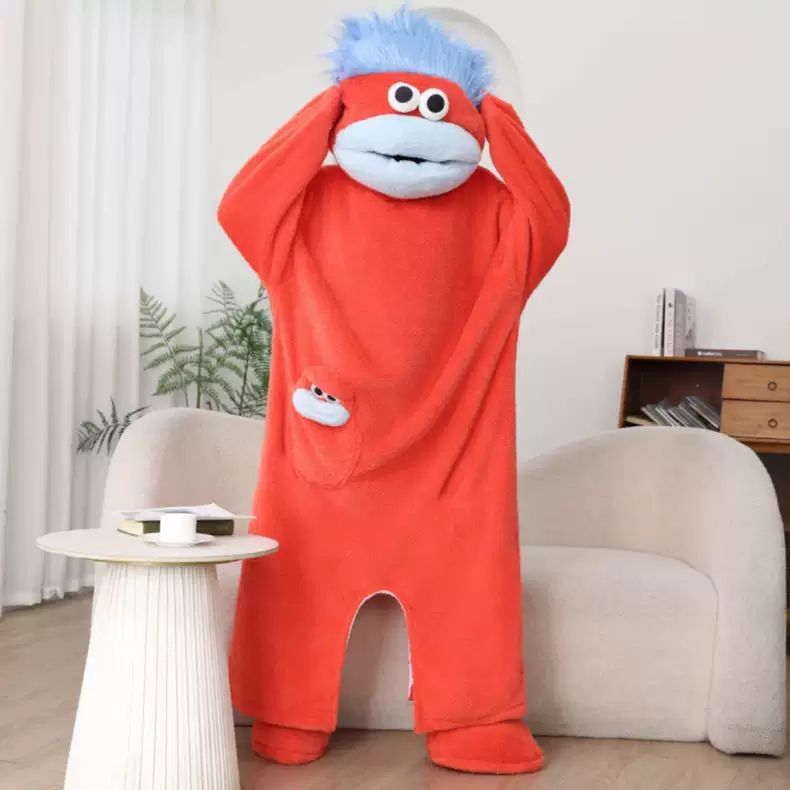 Back view of the Big Mouth Monster fleece onesie