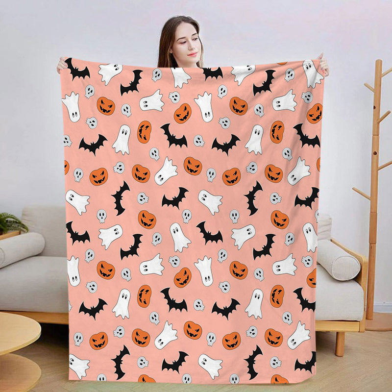 Halloween fleece blanket print design shown flat